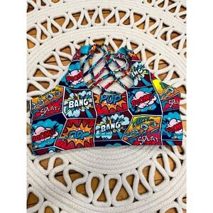 CVG Constantly Varied Gear Comic Book Pop Art Strappy Back Sports Bra Large